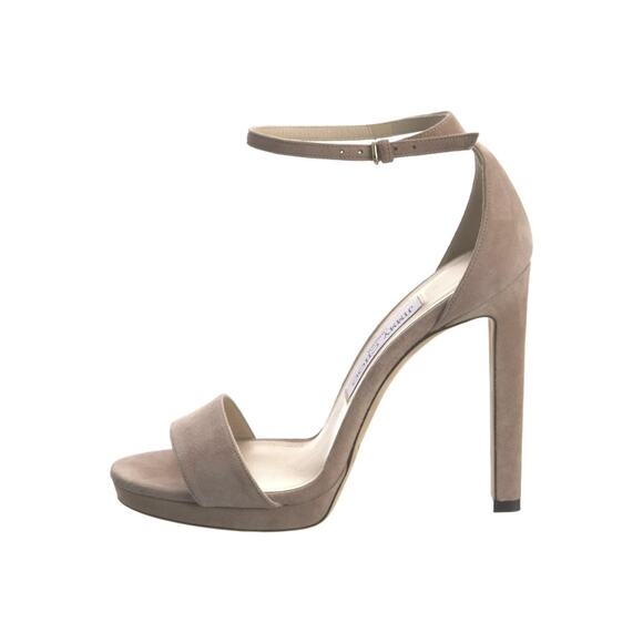 Jimmy Choo Misty 120 Beige Suede Ankle Strap Platform Heels Pumps Sandals 42 - Picture 1 of 6